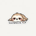 Tired cute sloth lying down with Social Battery 1% text sticker by SLEEVER