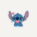 Cute blue Disney Stitch holding a pink heart with heart eyes sticker by SLEEVER