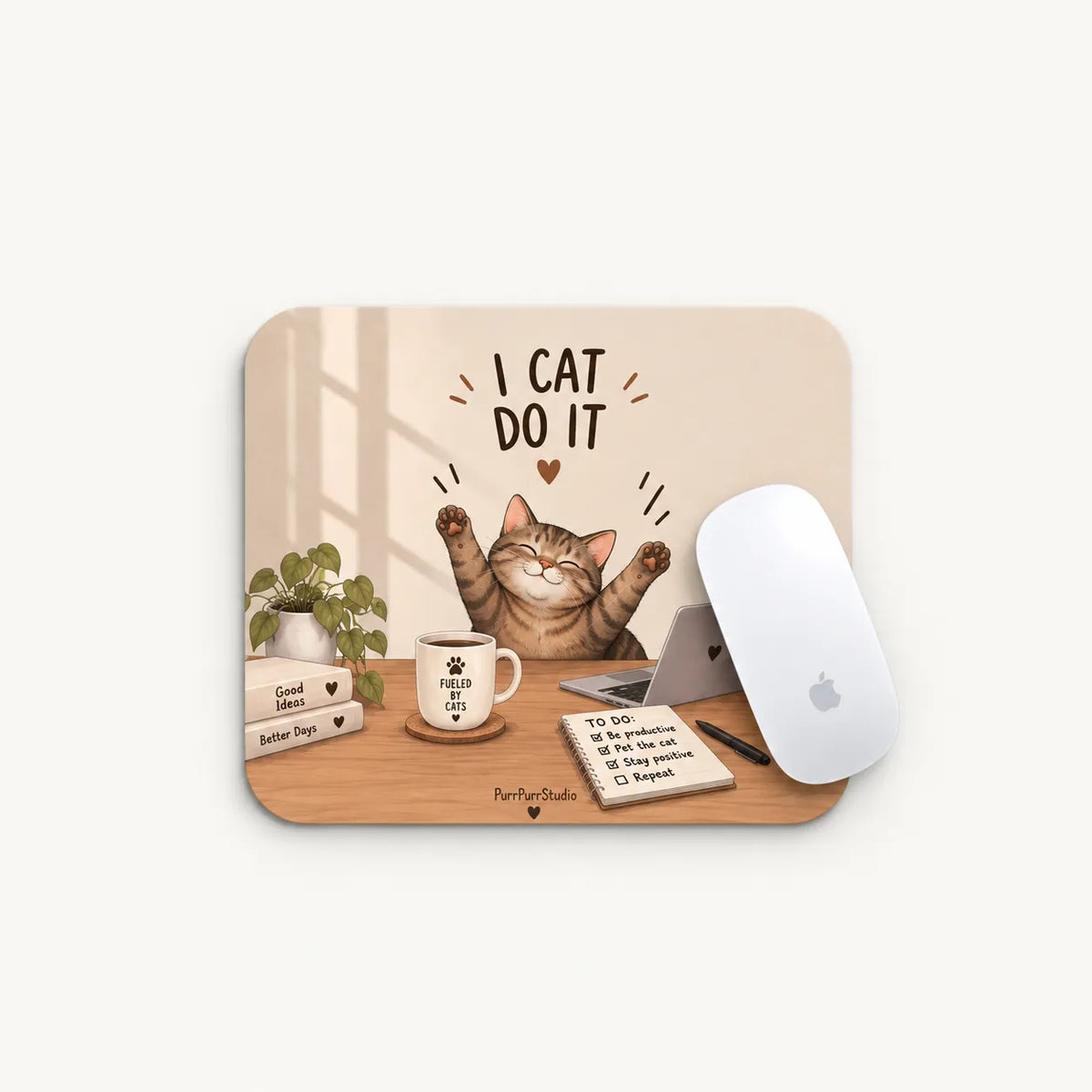 SLEEVER I cat do it cute cat desk mousepad 17.5 x 21.5 cm with anti-slip base