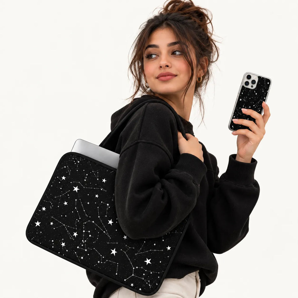 "Constellations" night sky stars and starry galaxy constellations pattern clear phone case and matching laptop sleeve set by SLEEVER Egypt   