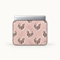 Dusty pink laptop sleeve printed with leopard pattern hearts encircled by white line art by SLEEVER