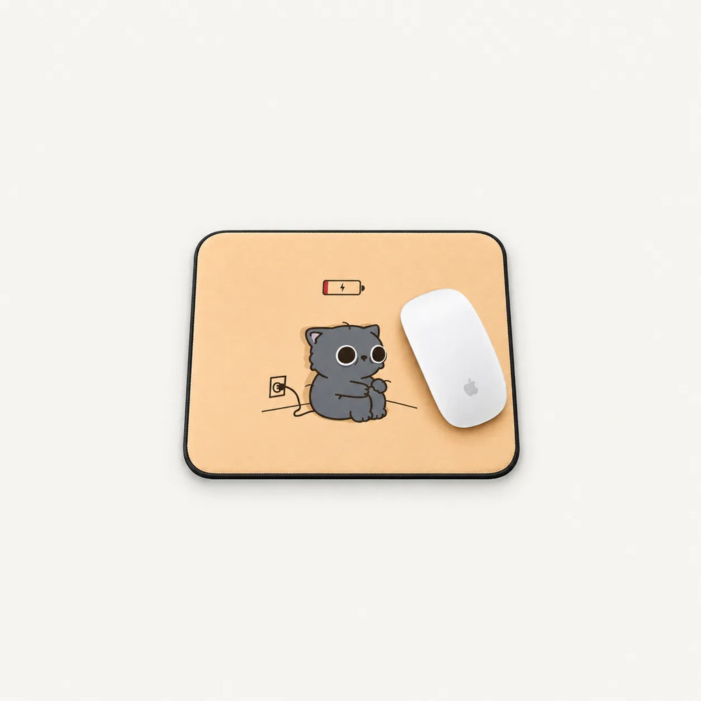 SLEEVER low battery cat compact mousepad 17.5 x 21.5 cm non-slip base