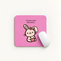 SLEEVER I'm just a girl who loves cute bunny holding heart pink desk mousepad 17.5 x 21.5 cm non-slip base