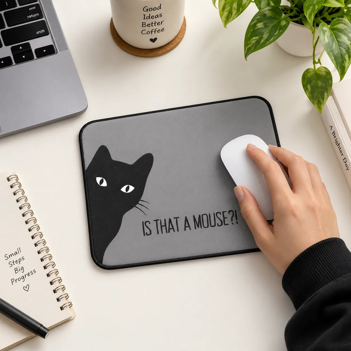 SLEEVER black cat is that a mouse mousepad 17.5 x 21.5 cm with anti-slip base