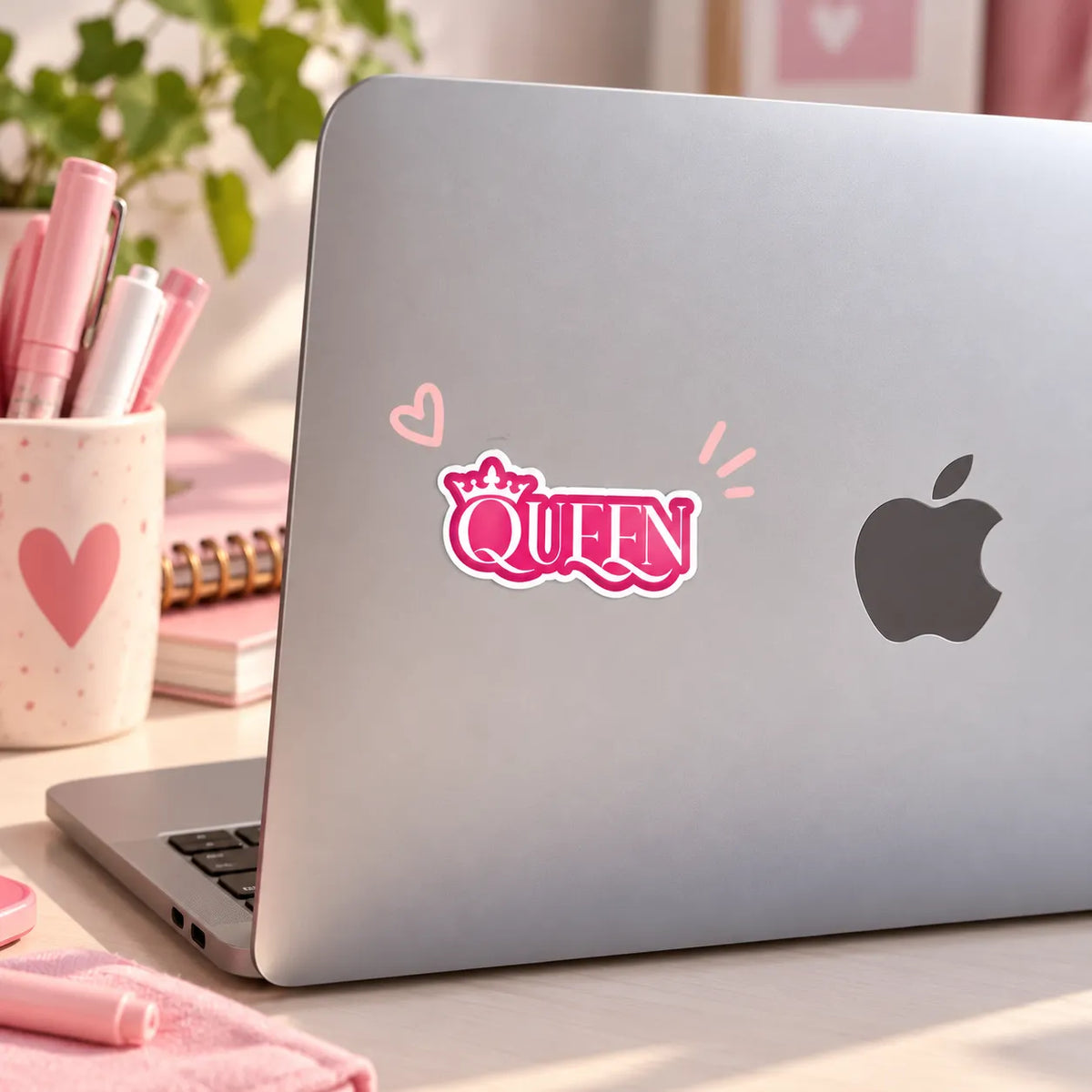 Pink typography QUEEN text topped with a crown crown sticker by SLEEVER   