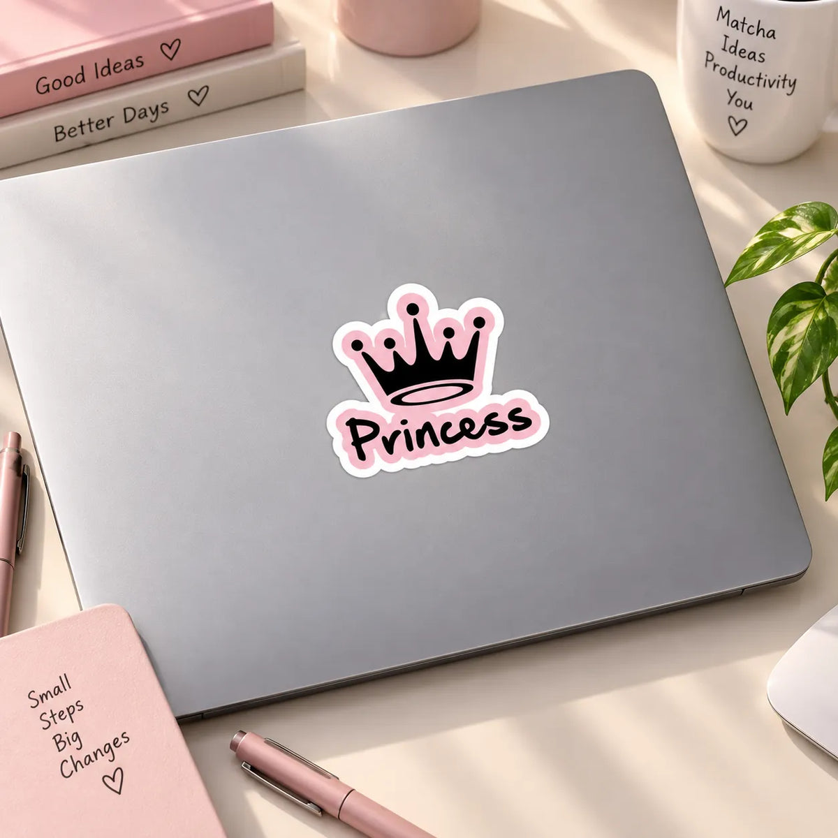Black crown with pink outline and Princess text sticker by SLEEVER   