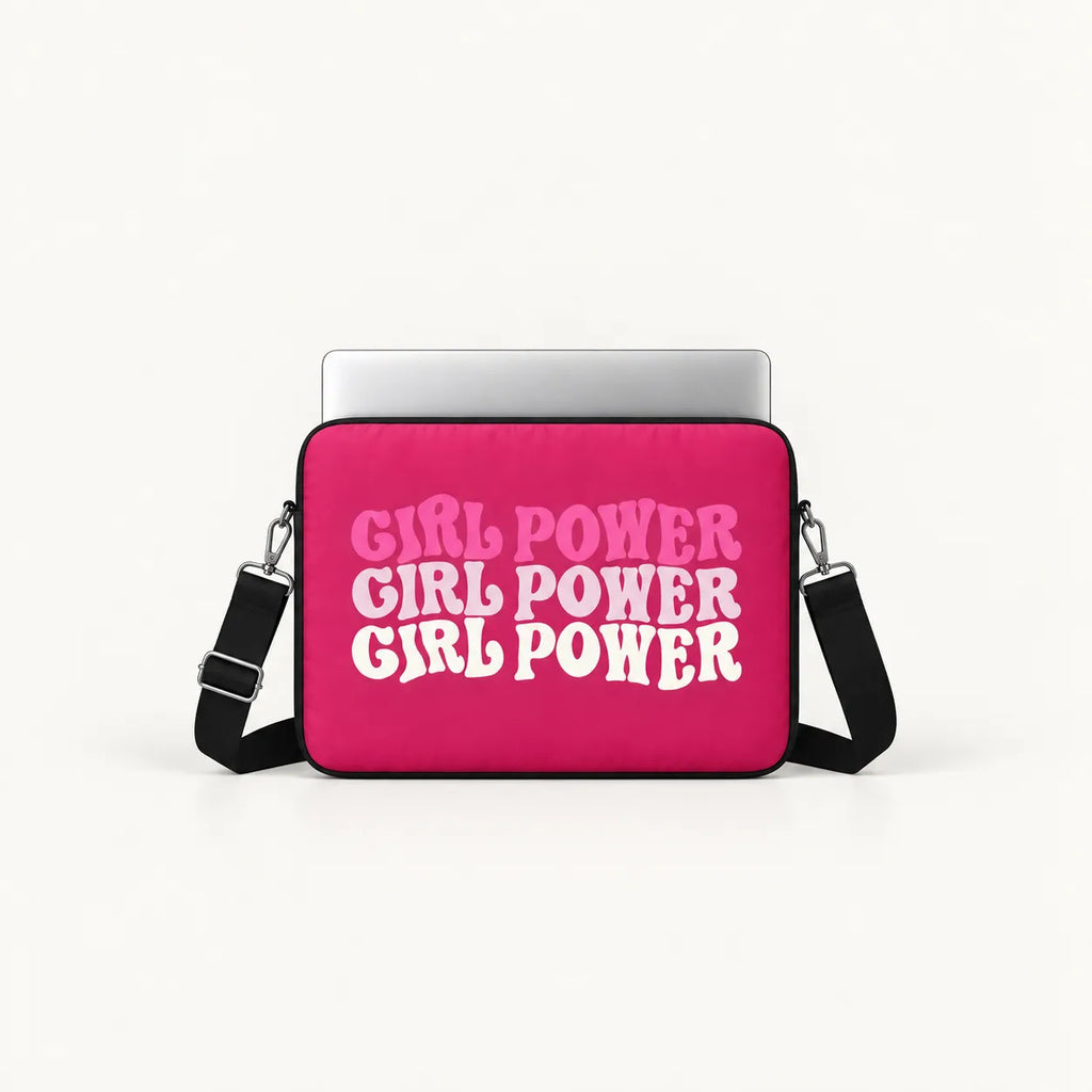 "Girl Power" retro wavy pink typography clear phone case and matching laptop sleeve set by SLEEVER Egypt   