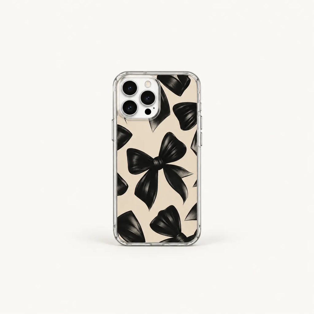 "Black Ribbons" elegant bow knot pattern clear phone case and matching laptop sleeve set by SLEEVER Egypt