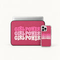 "Girl Power" retro wavy pink typography clear phone case and matching laptop sleeve set by SLEEVER Egypt   