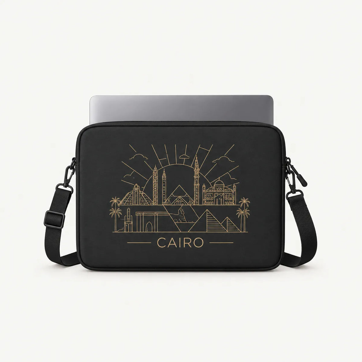 SLEEVER Cairo Heritage padded laptop sleeve for 12–17 inch laptops with Egyptian landmark design
