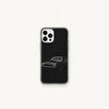 SLEEVER clear TPU phone case featuring a classic black Dodge Challenger muscle car UV print with magnetic charging support