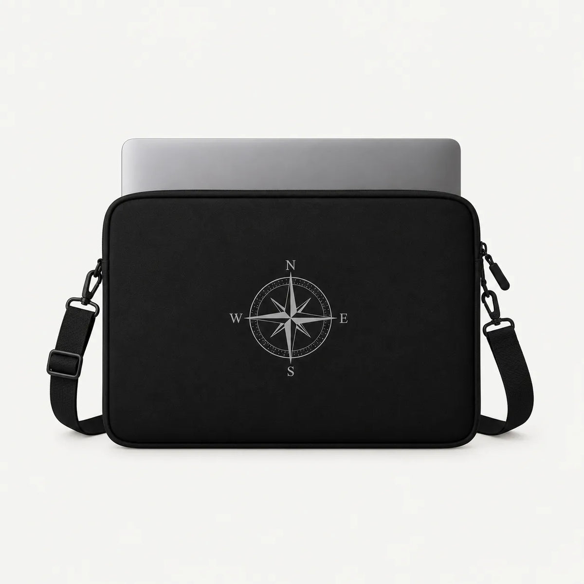 SLEEVER black padded laptop sleeve with compass design for 12–17 inch laptops
