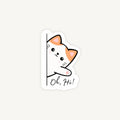 Cute peeking white and orange cat waving paw with Oh, Hi! text sticker by SLEEVER