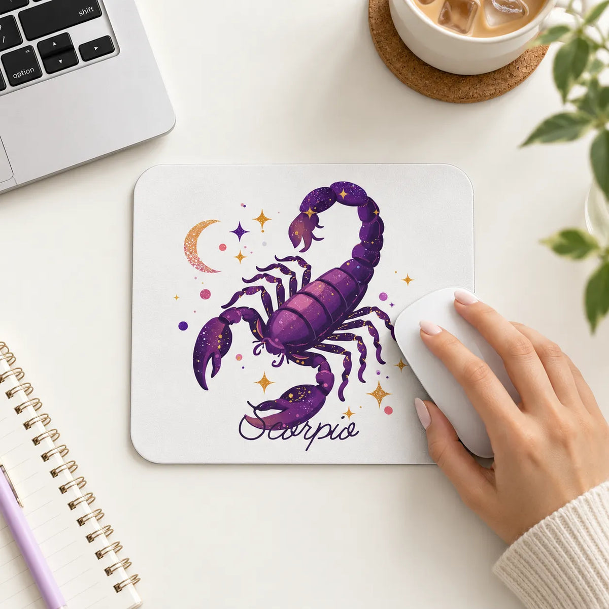 SLEEVER celestial scorpio zodiac sign purple constellation desk mousepad 17.5 x 21.5 cm non-slip base