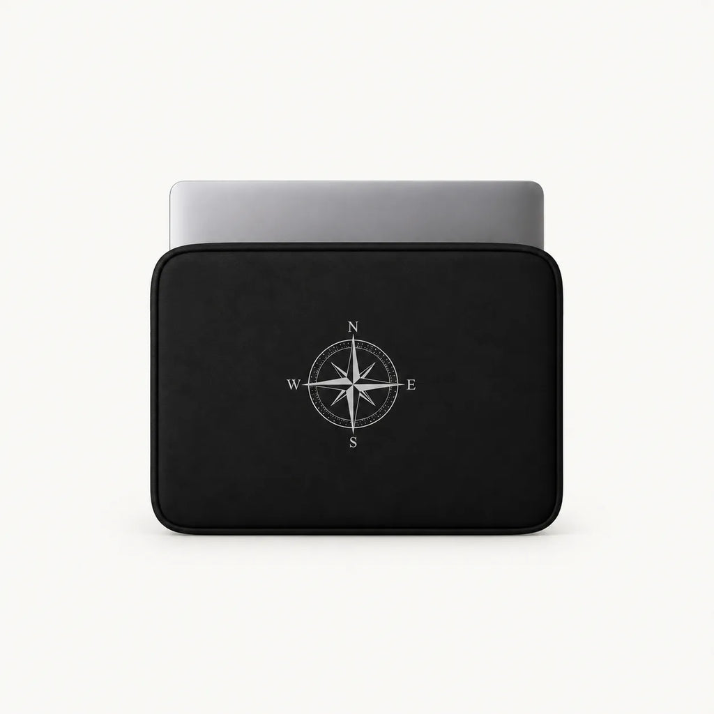 SLEEVER black padded laptop sleeve with compass design for 12–17 inch laptops

