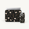 "Dark Daisy" vintage white daisies pattern on dark background clear phone case and matching laptop sleeve set by SLEEVER Egypt   