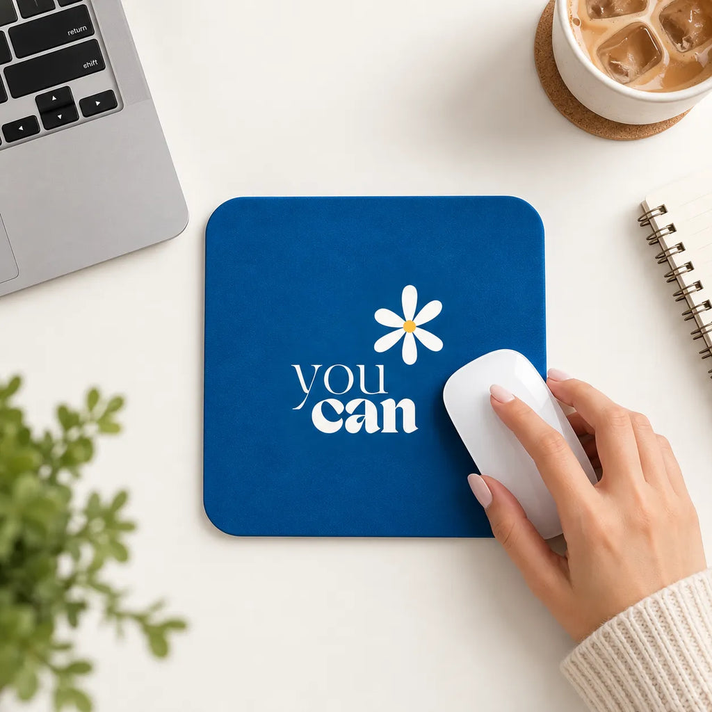 SLEEVER you can motivational quote white daisy blue desk mousepad 17.5 x 21.5 cm non-slip base