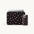"Pink Bows & Stars" cute pink bows, flowers, and sparkling stars pattern on black background clear phone case and matching laptop sleeve set by SLEEVER Egypt   